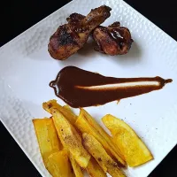 baked sweet potato fries and marinated chicken|julyvanessa37@gmail.comさん