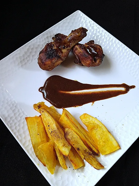 baked sweet potato fries and marinated chicken|julyvanessa37@gmail.comさん