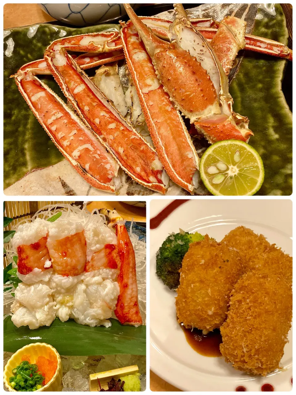 Snapdishの料理写真:焼きかに🦀タラバ造り🦀かにコロッケ|Kojiさん