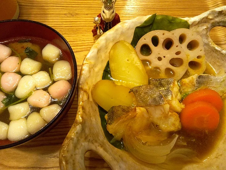 Snapdishの料理写真:'23．1/4
今夜は鱈のカレー風味せいろ蒸し😋|たえさん