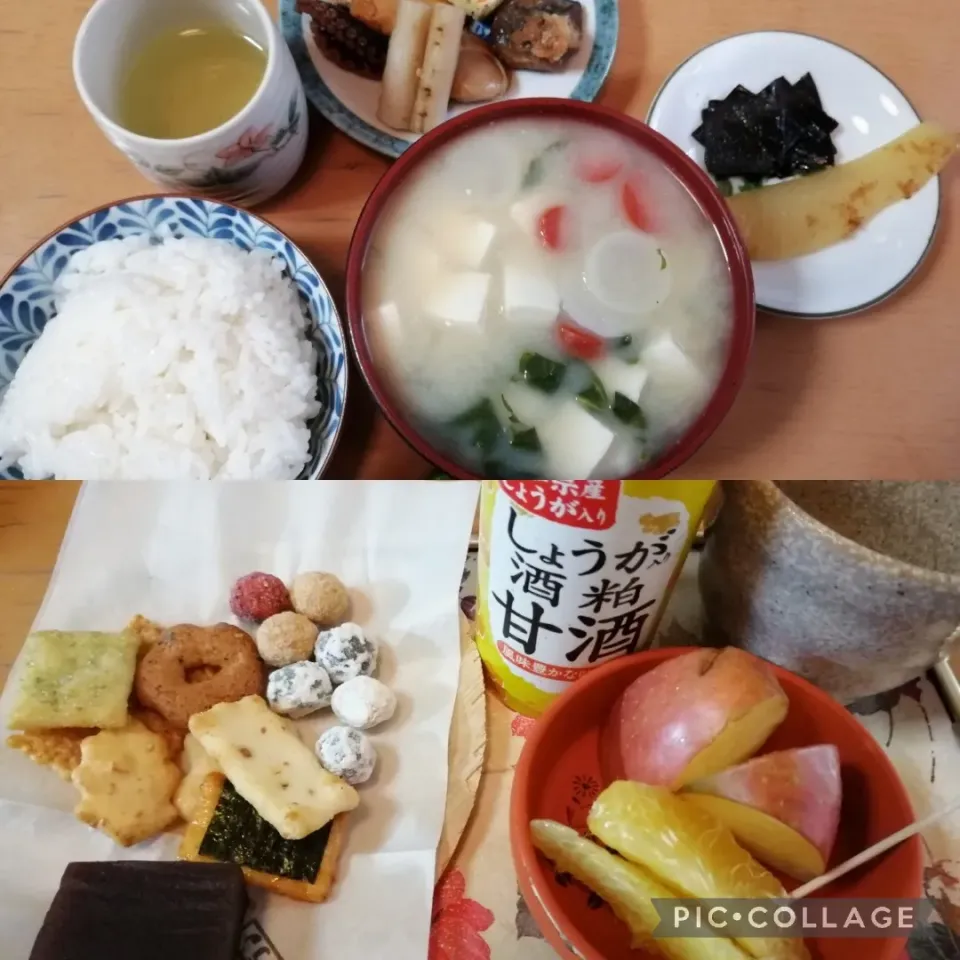 Snapdishの料理写真:三が日のお雑煮とおやつ|よっちんさん