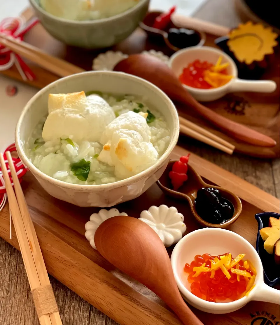 お正月料理を食べ切る🎍餅入り七草粥⛩|chiaki3（平川ちあき）さん