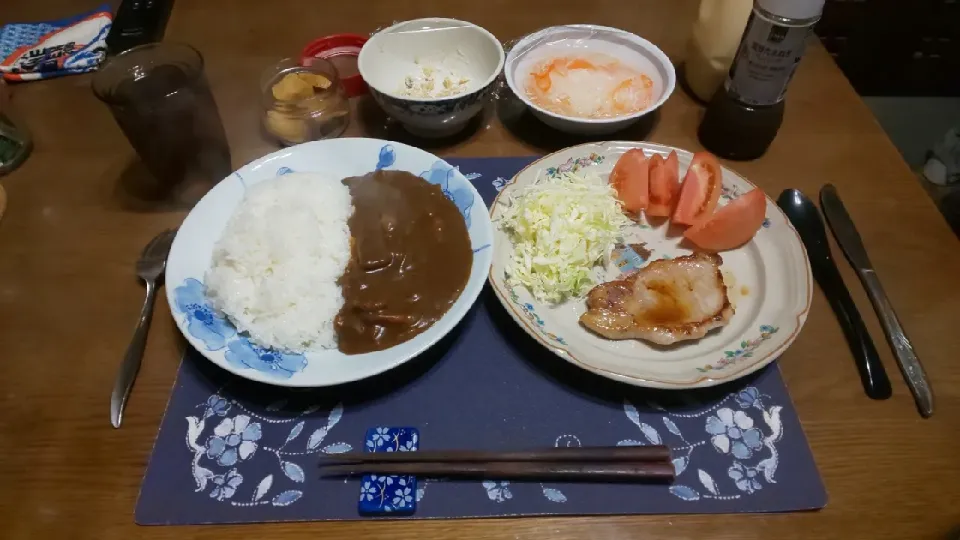 ポークカレーライスとポークソテー(夕飯)|enarinさん