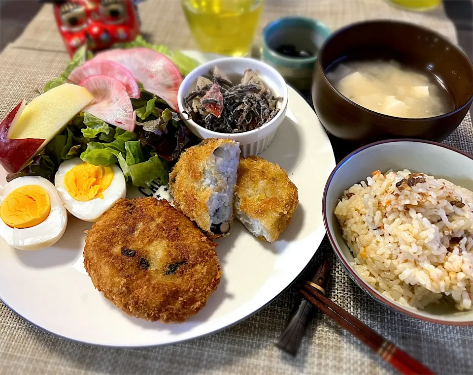 里芋黒豆コロッケ&穴子炊き込みご飯❤️|noeさん