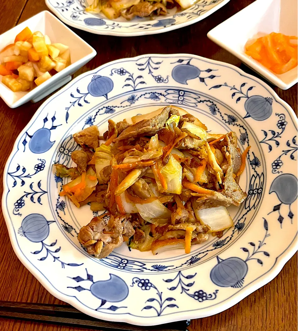 晩ごはん♯白菜と豚肉の味噌マヨ炒め|小松菜さん