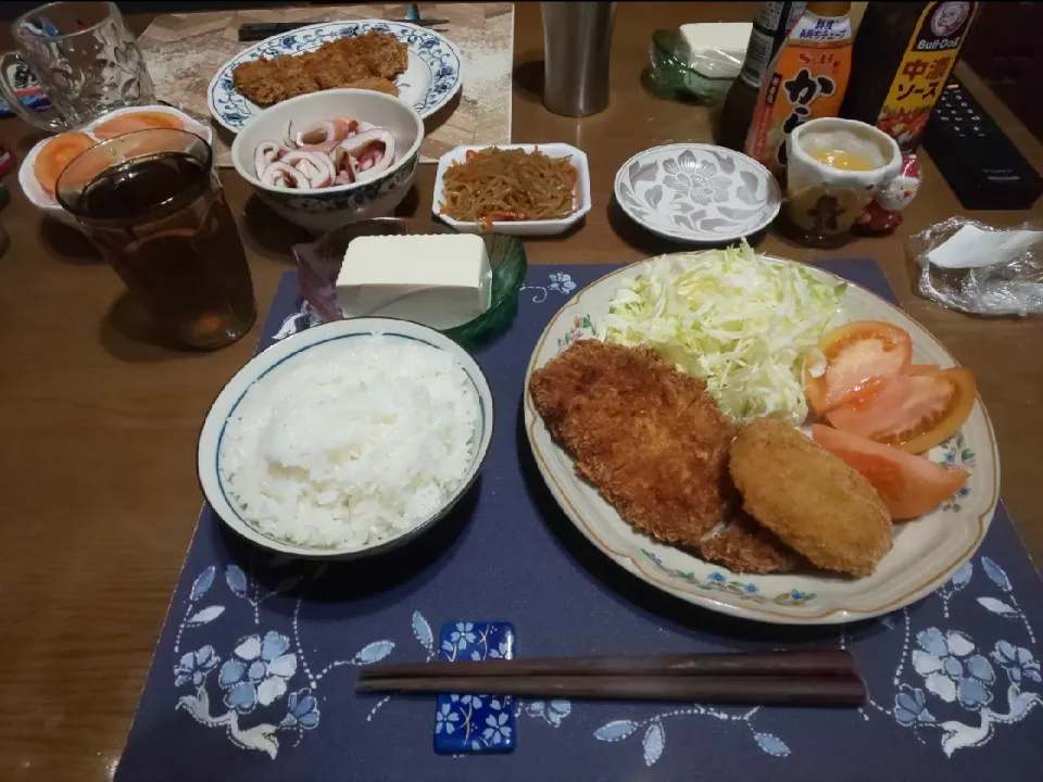 ローストンカツとコロッケ(夕飯)|enarinさん