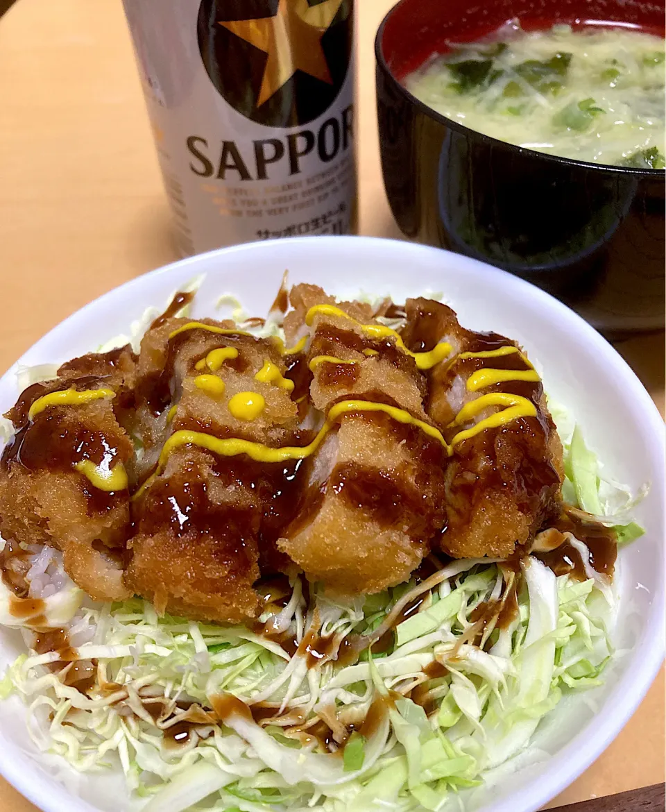 単身赴任中の男飯(ソースカツ丼)|おおもりの星さん