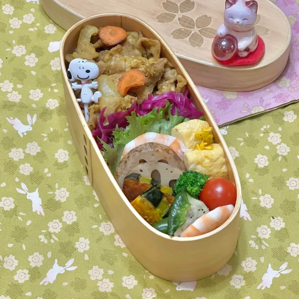 豚こまカレーソテー☘️の❤️ちゃんお弁当　1/11水|sweet homeさん