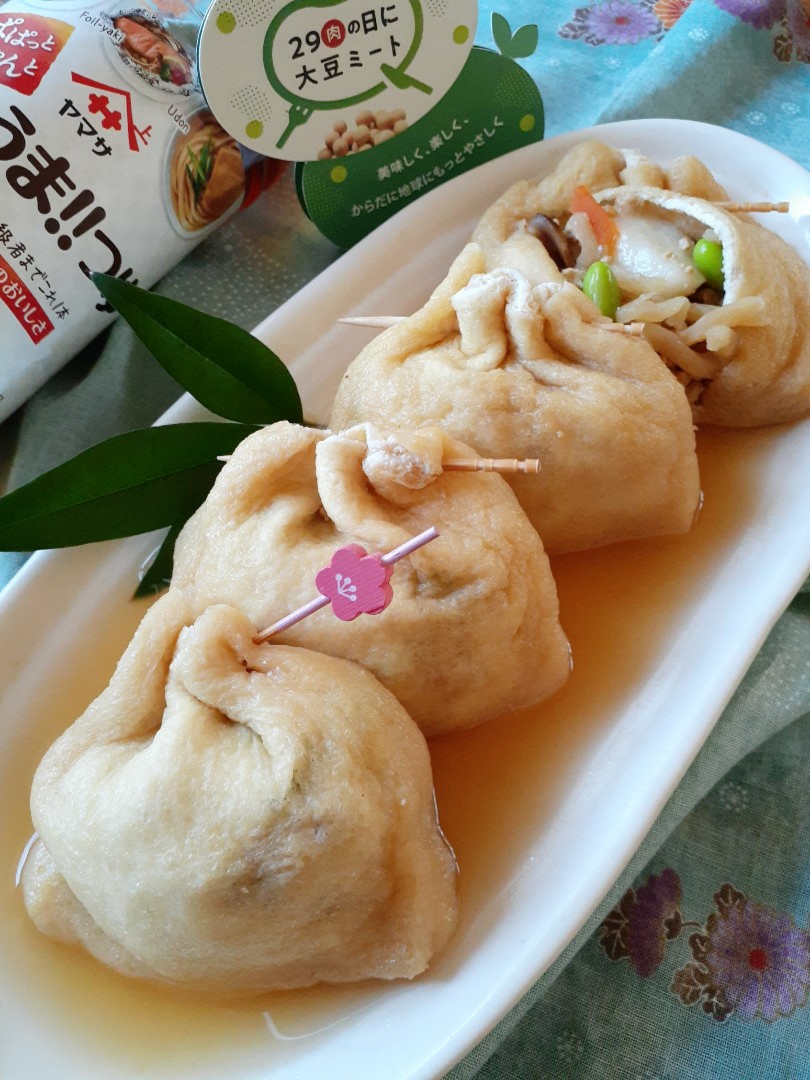 トーフミート入りの餅巾着～🎶