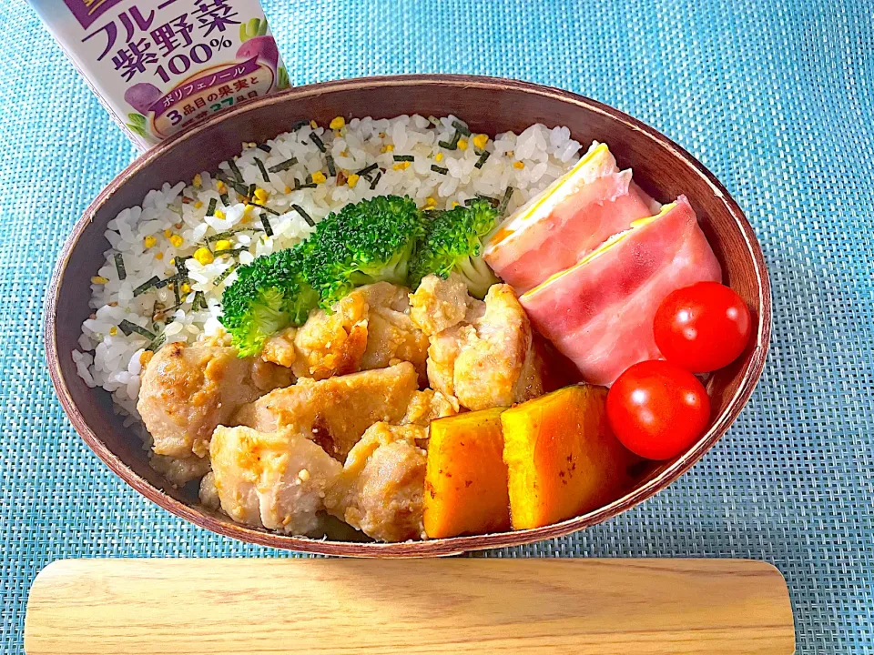 鶏モモの味噌漬け弁当　ベーコンエッグ　かぼちゃバター|ジャイママさん