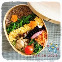 牛そぼろ3色丼弁当🌸