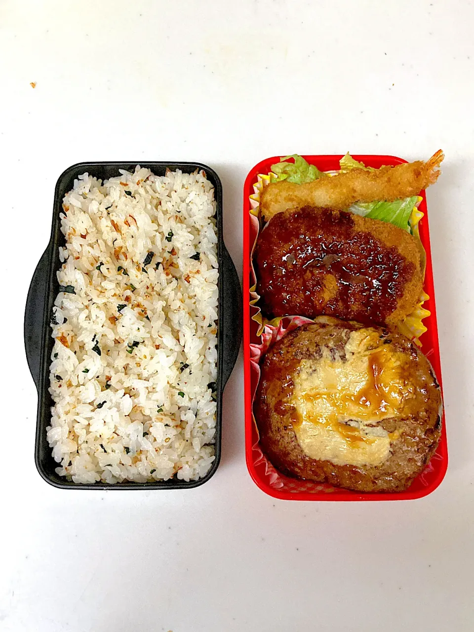 高校生になった次男くんへ　ハンバーグとコロッケ弁当|晴れ時々弁当さん