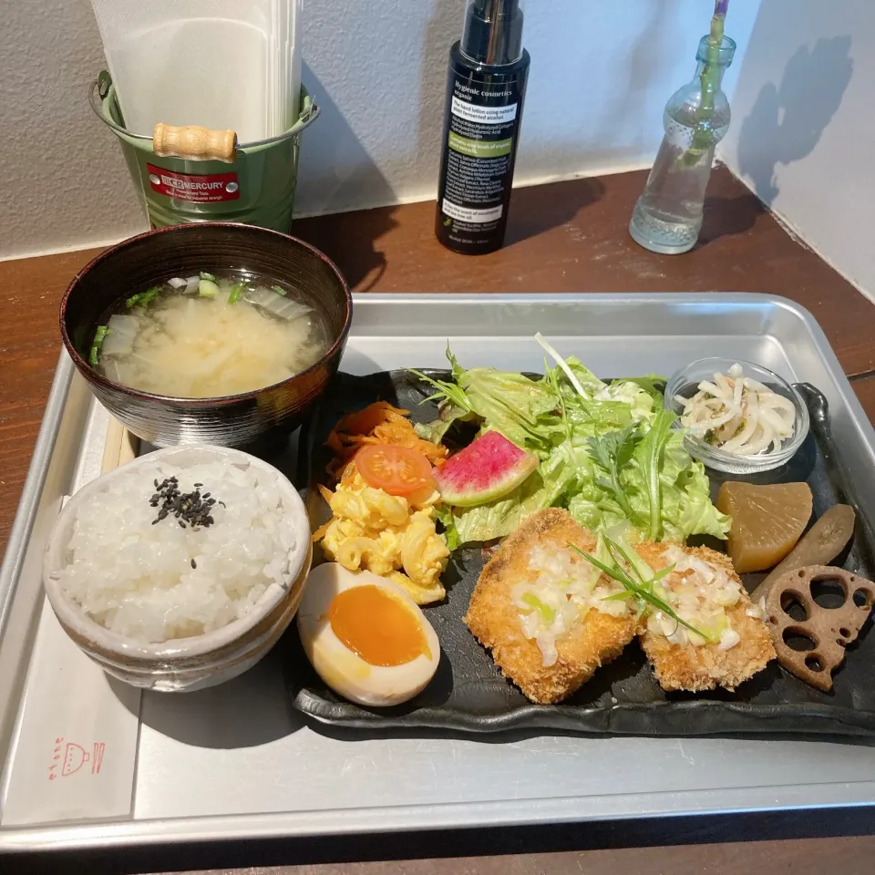 ブリカツねぎ塩ソースのランチ|ちゃみこさん