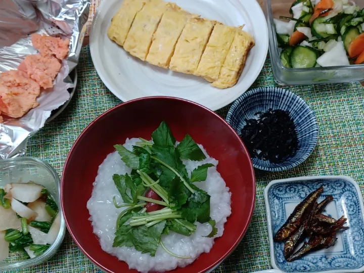 炊飯器タイマーセットでお粥定食|ぱいんてーるさん