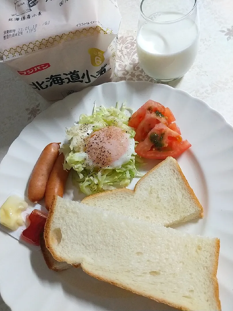 ☆今日の朝ごはん☆ モニターで頂いた「フジパン 北海道小麦 」食パン|hamamaさん