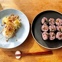 黒米ご飯の海苔巻き　白菜焼きナッツ乗せ|k.mさん