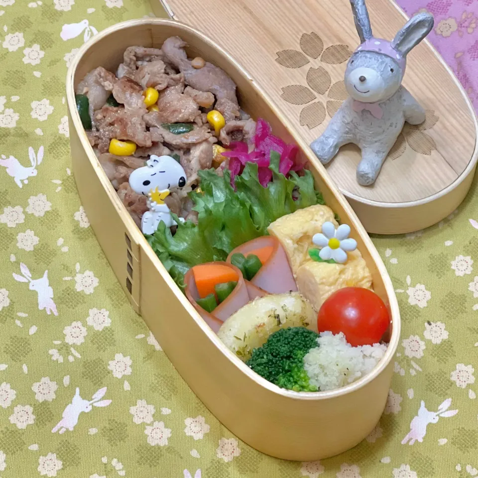 豚こま甘味噌炒め☘️の❤️ちゃんお弁当　1/12木|sweet homeさん