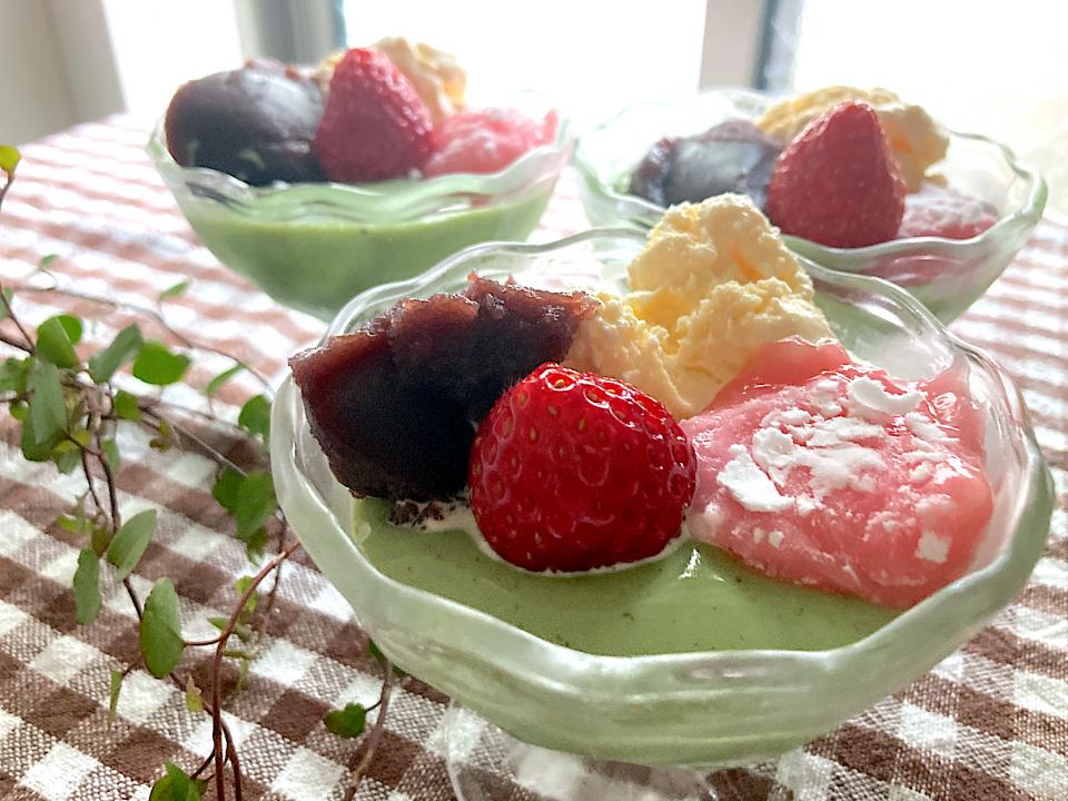 ＊抹茶プリンの和パフェ🍨✨＊