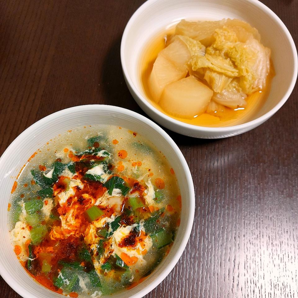 疙瘩汤と白菜と大根の煮物