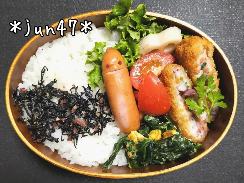 Snapdishの料理写真:本日のゆる弁□　イカメンチ弁当　20230119|jun47さん