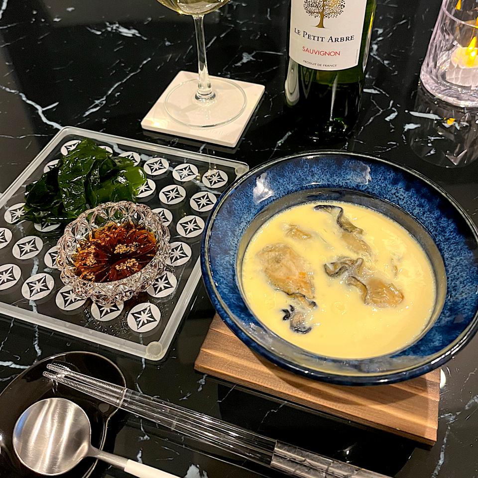牡蠣の茶碗蒸しで呑み🥂