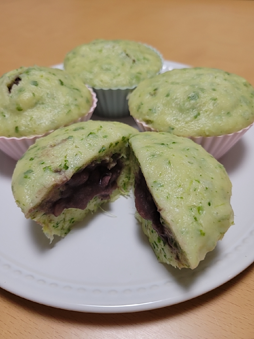 米粉でバナナと小松菜のあん蒸しパン