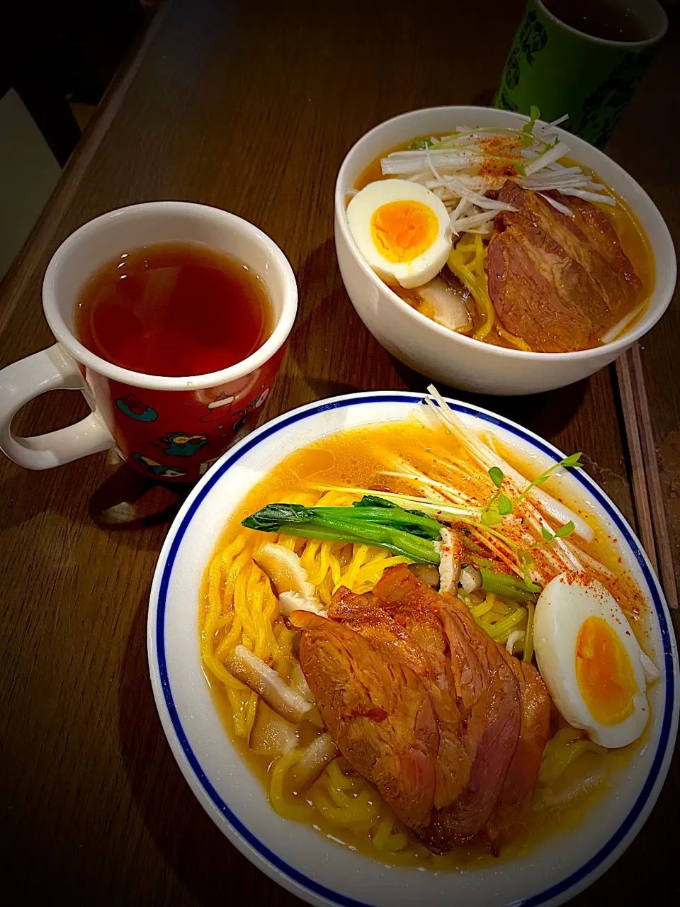 味噌ラーメン　焼豚　半熟卵　ダージリンティー|ch＊K*∀o(^^*)♪さん