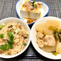 鯛めし、鶏大根のさっぱり煮、冷奴|ちぼさん