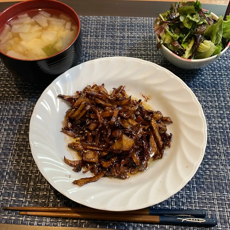 菊芋のきんぴら・レタスのナムル・大根とワカメの味噌汁|a-parkさん