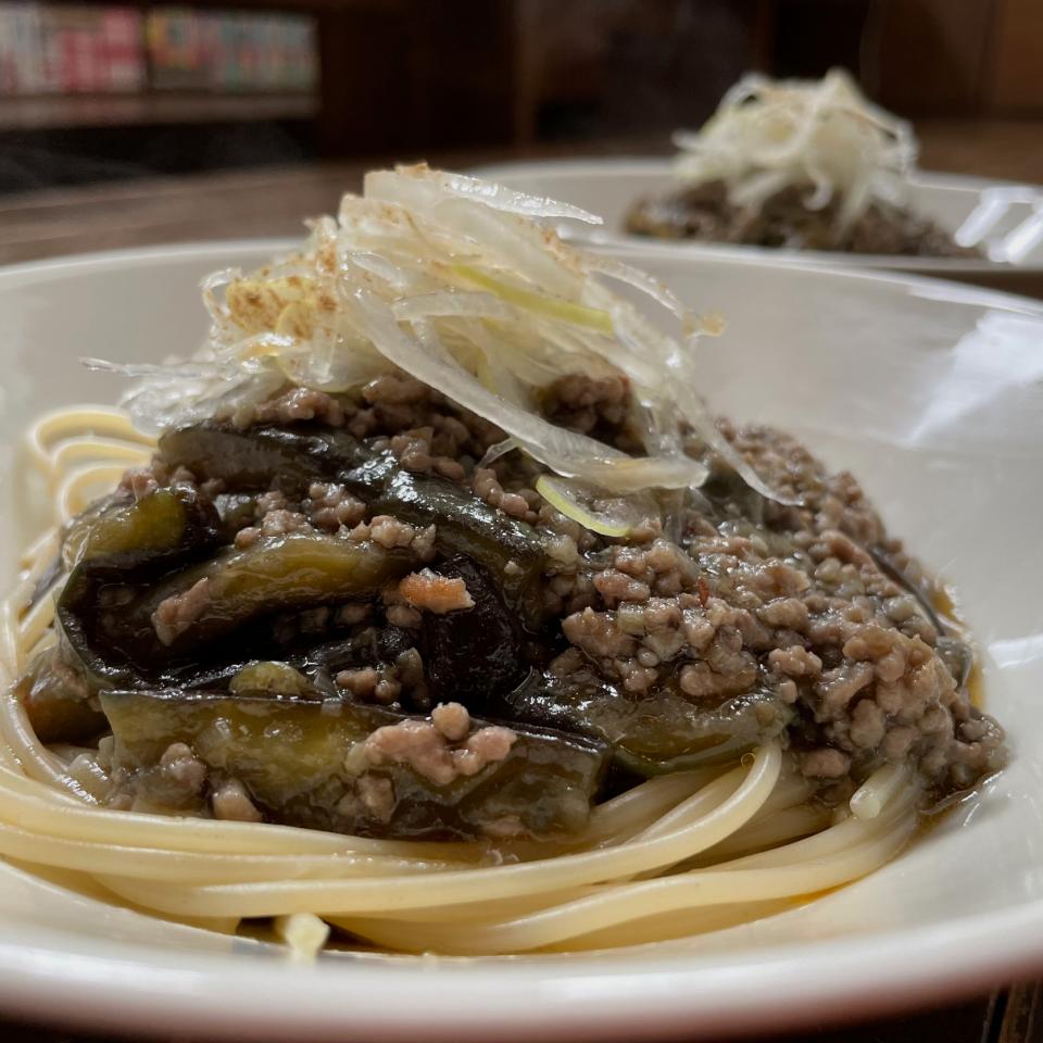 麻婆茄子スパゲッティ