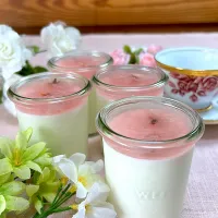 Snapdishの料理写真:桜🌸ヨーグルトみるくプリン