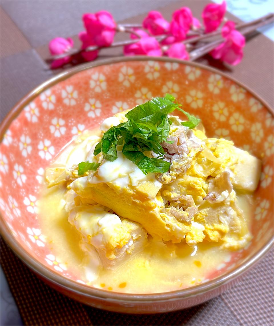 高野豆腐と豚肉の卵とじ