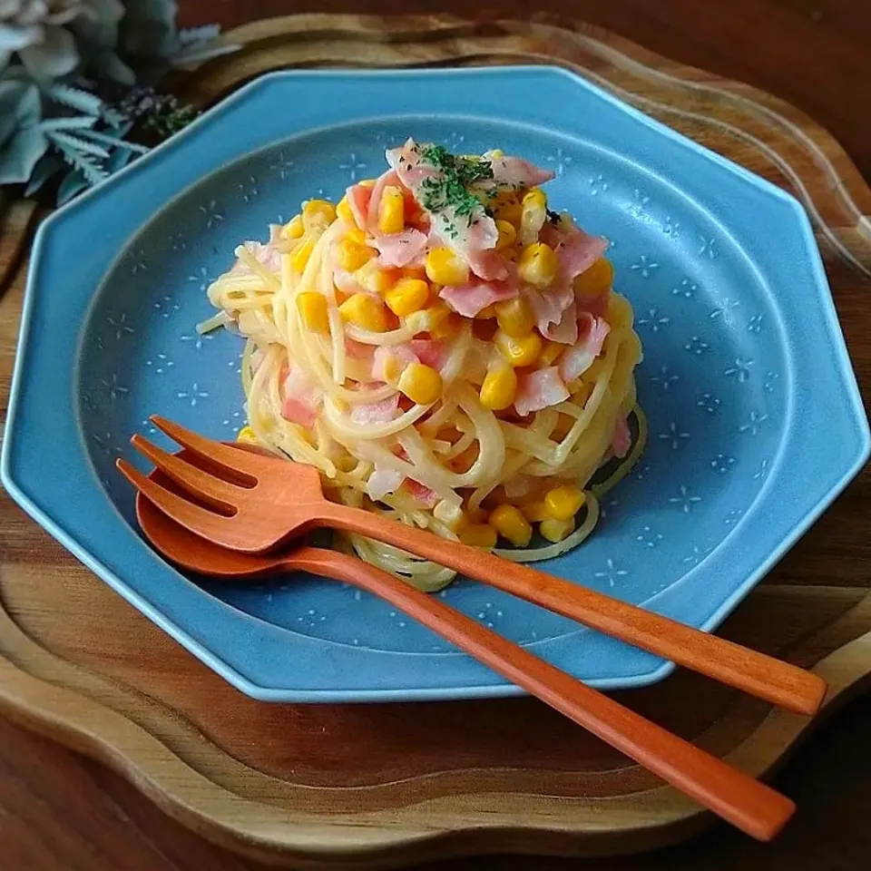 コーンクリームパスタ|こだしーさん