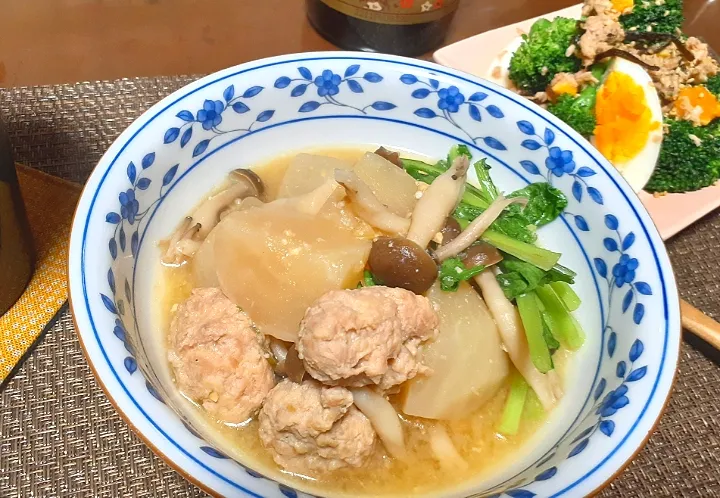 蕪とつくねの味噌煮
ツナ缶とブロッコリーの塩昆布和え|びせんさん