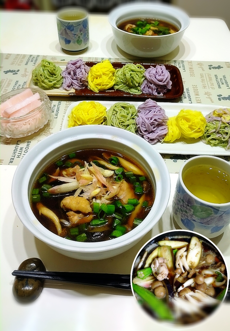 鶏と野菜のつけ素麺