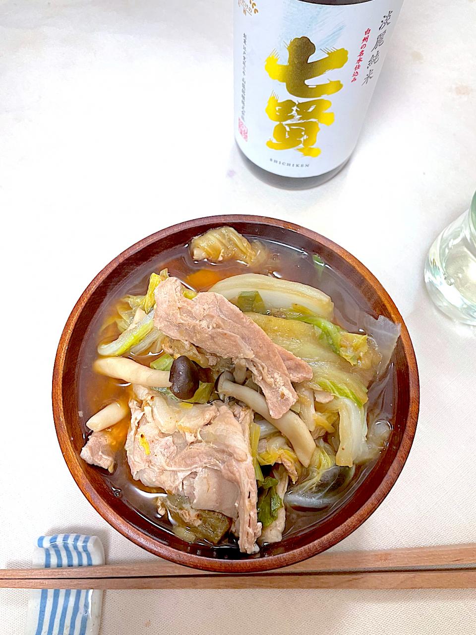 作ってもらった白菜と豚の味噌煮込み　たしかはくさいのミルフィーユのはずだったのだが٩( ᐛ )و