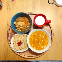 Snapdishの料理写真:地味飯　朝ごはん|こつこつさんさん