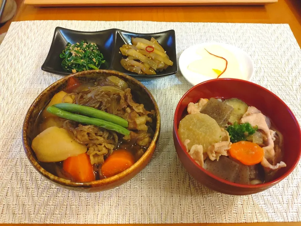 ☆肉じゃが
☆豚汁うどん
☆春菊ゴマ和え＆ヤーコンきんぴら
☆柚子大根|chikakoさん