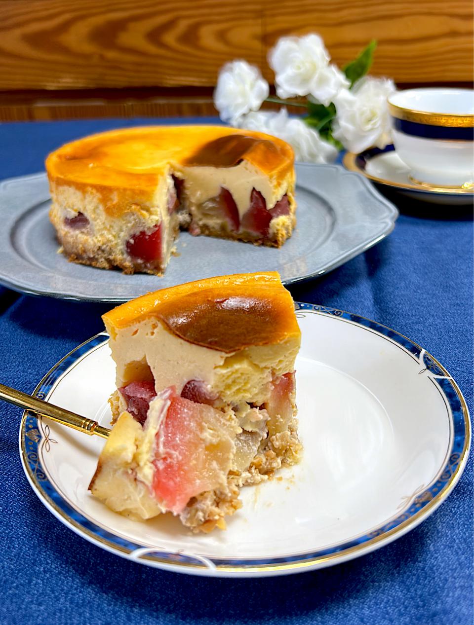 紅玉りんごのベイクドカスタードチーズケーキ🍎