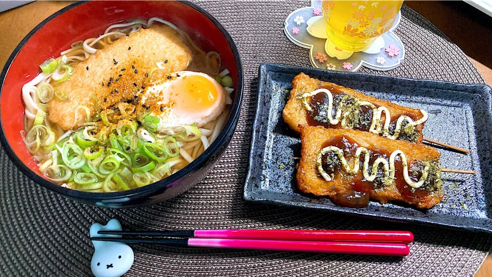 うどんと揚げ天ぷらのご飯|ゆうかさんさん