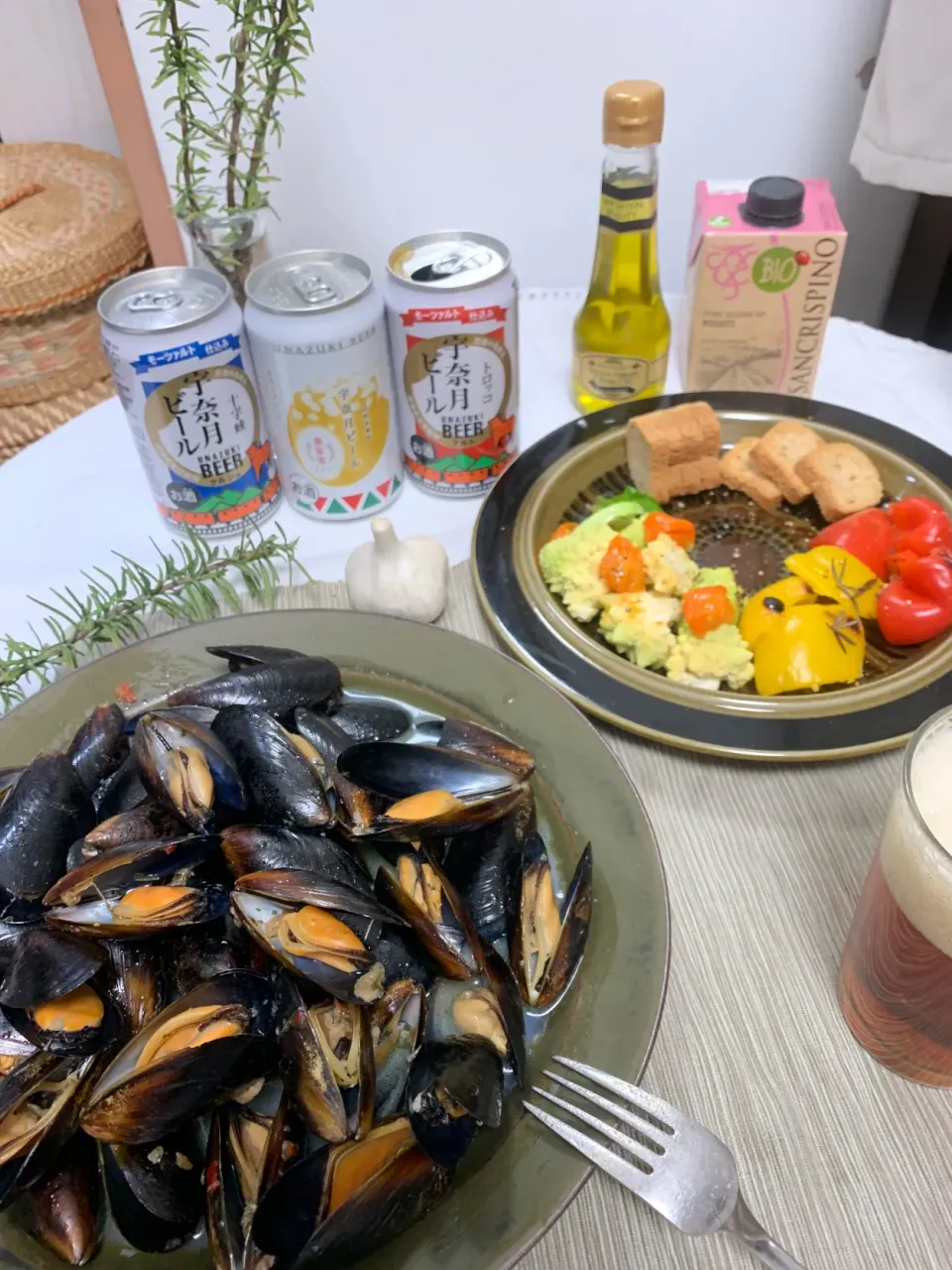 ムール貝　パプリカとロマネスコのロースト　宇奈月ビール|KimaLABOさん