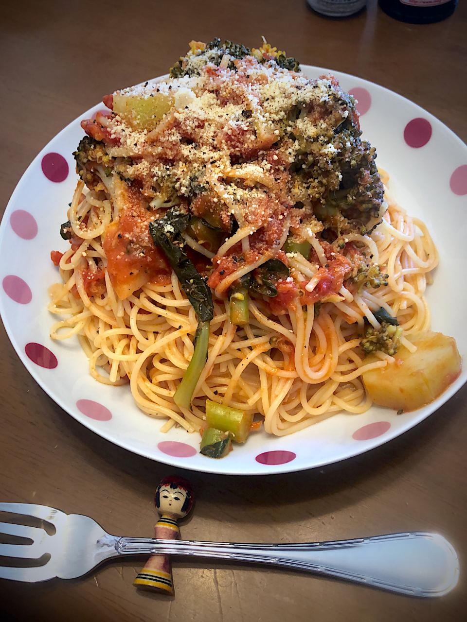ツナとブロッコリーのトマトソーススパゲティ