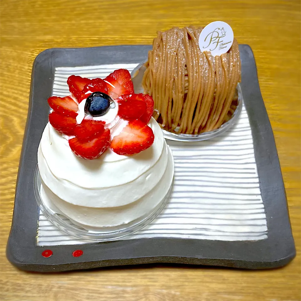 ケーキ♪♪定番のモンブランとショートケーキ♪|あやさん