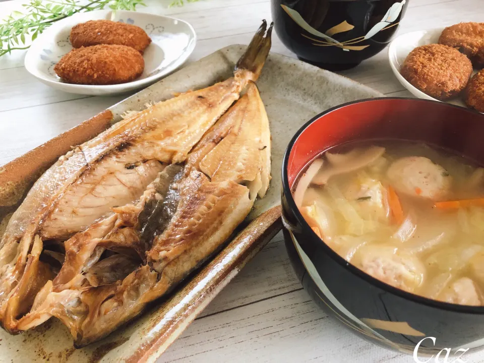 鶏団子汁と真ほっけ|きゃずさん