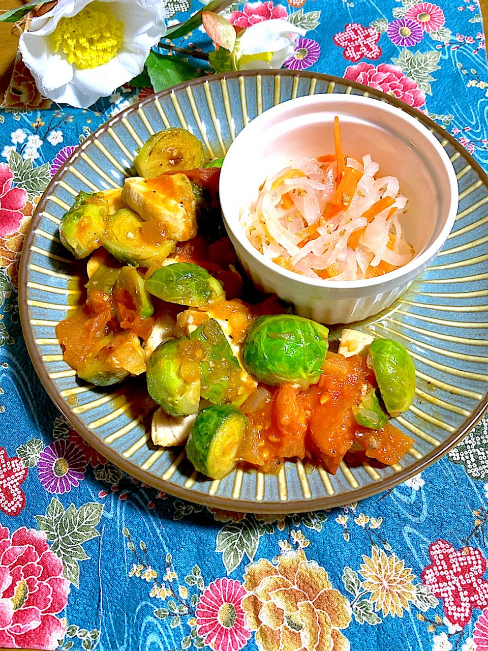 めかじき🐟と芽キャベツのトマト煮🍅