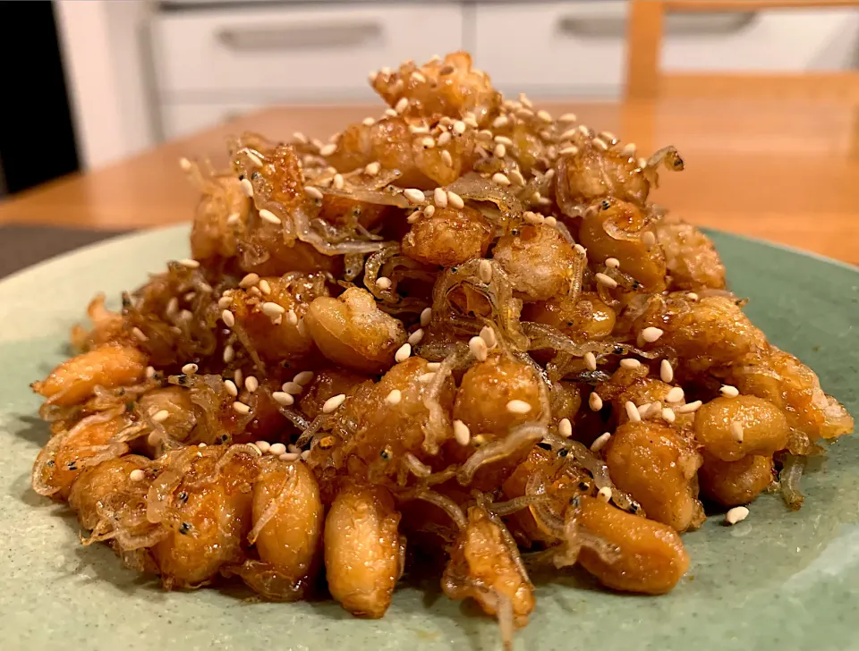 大豆とちりめんの甘酢醤油|いちごさん