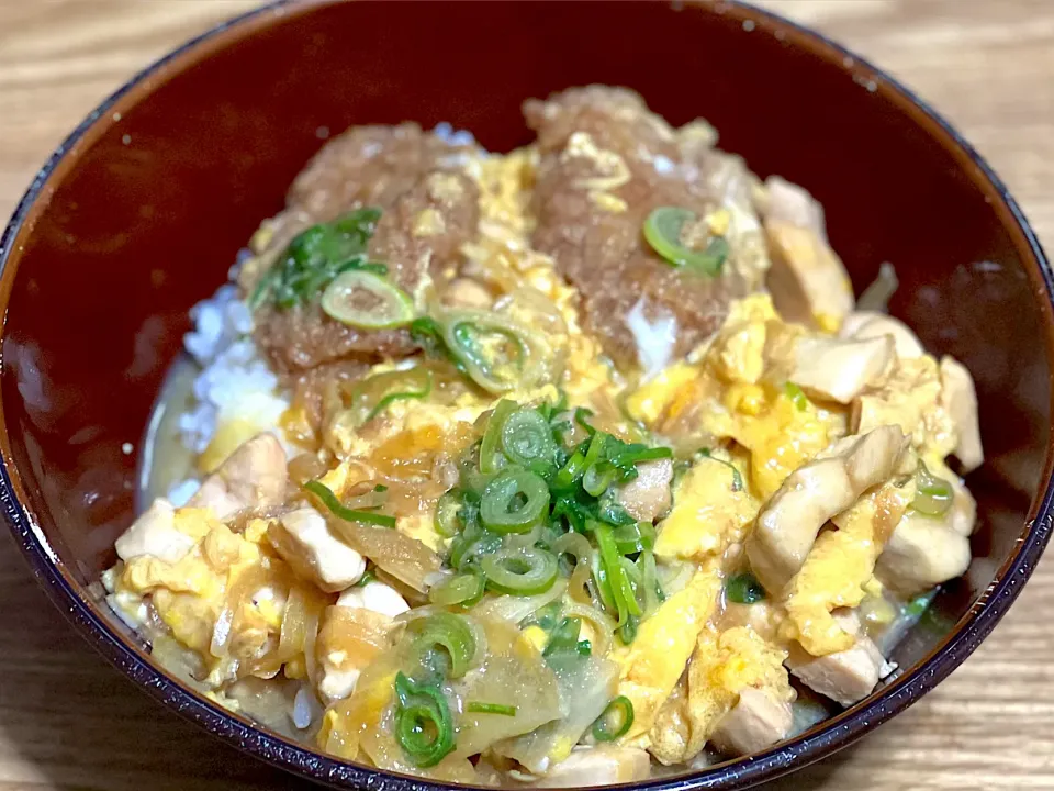 親子&ヒレカツのダブル丼|まぁたんさん