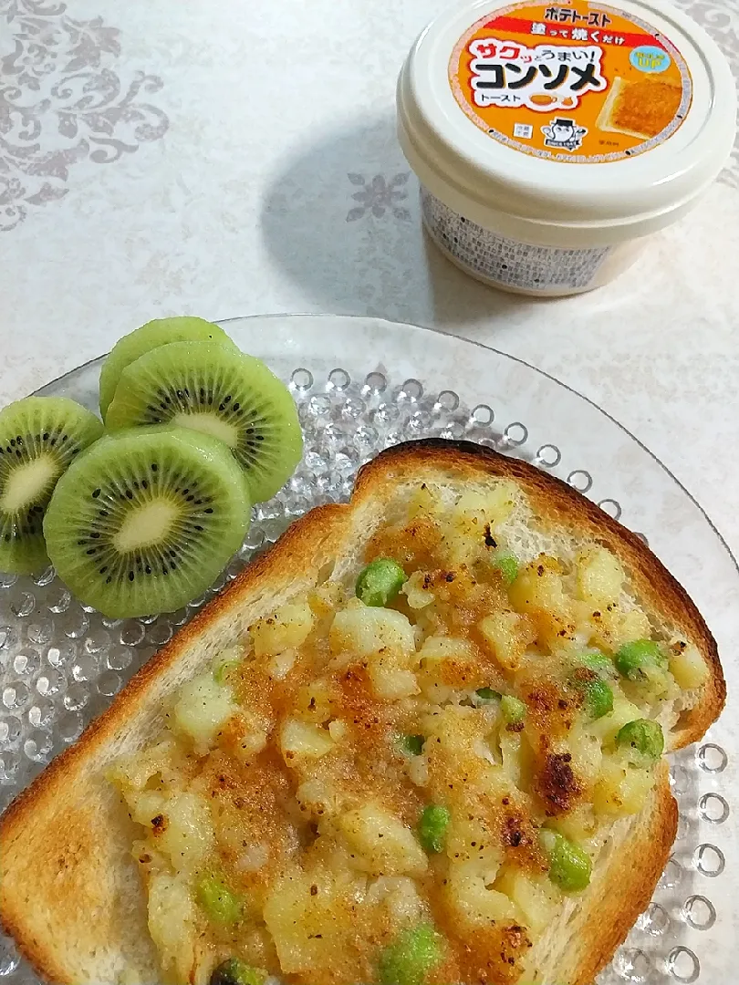 ☆今日の朝ごはん☆ ソントンさんのポテトースト(コンソメ)|hamamaさん