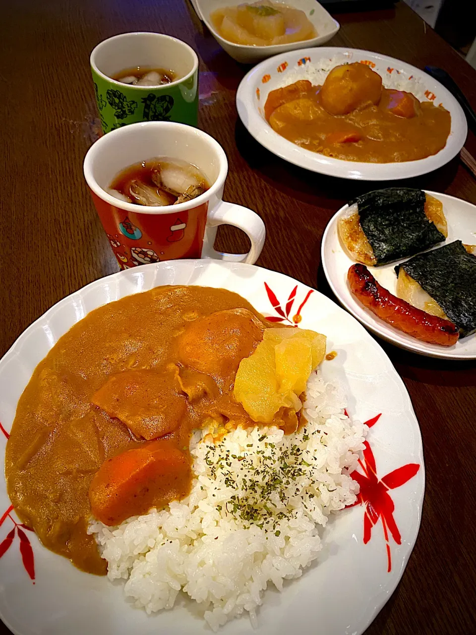 ポークカレー　リンゴのコンポート　磯部焼き餅　おでん　柚子胡椒　コーヒー|ch＊K*∀o(^^*)♪さん