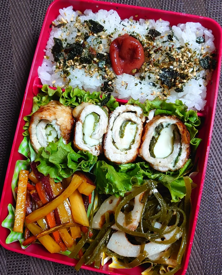 ササミ大葉巻、レンコンと昆布炒めでお弁当🍱|ポチさん